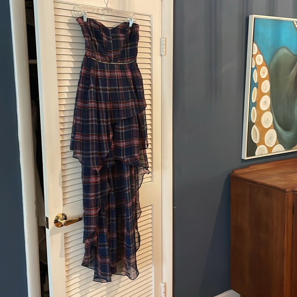 NWT Tov Holy Plaid Strapless Party Hi Low … - Picture 4 of 8
